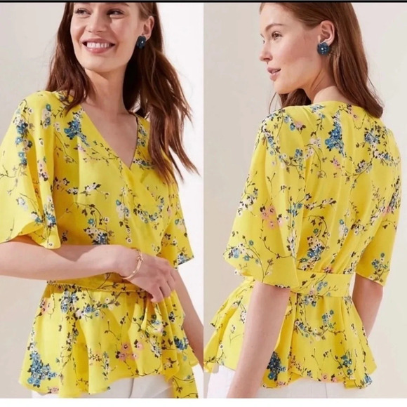 LOFT Tops - LOFT wrap yellow blouse